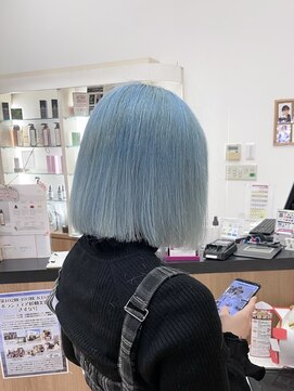 キセイ イオンモール新利府北館店(KISEI) ブリーチ×水色相性◎切りっぱなしボブ♪可愛い!10代20代