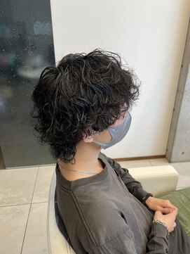 アチーブ ヘア デザイン(achieve hair design) メンズ カジュアル無造作波巻きスパイラルパーマ 暗髪