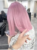 ダブルカラーピンクベージュベージュカラーケアブリーチレイヤー