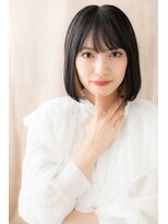 カバーヘア ブリス 大宮西口(COVER HAIR bliss)&nbsp;イヤリングカラー前下がり黒髪切りっぱなしボブX大宮30代40代