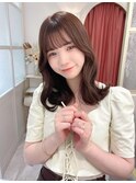 ショコラアッシュ/ヘルシースタイル/ふんわりカール/前髪カット
