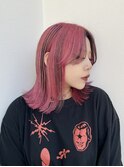 ピンクカラー　ローライト　インナーカラーデザインカラー派手髪
