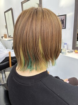 【REJOICE hair】イエローグリーンのデザインスタイル☆GAMO