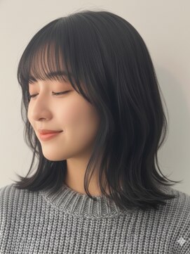 おしゃれな大人の無造作 外ハネミディアム ダークアッシュ