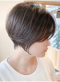 20代30代前髪あり丸みくびれ前下がりショートボブ15【鎌倉】