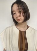 グレーベージュ前髪パーマレイヤーカットダブルカラー髪質改善