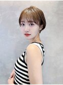 大人ショート 丸みひし形 前髪あり 丸顔面長エラ張り絶壁K1118