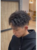 刈り上げツーブロックツイストスパイラルパーマメンズマッシュ