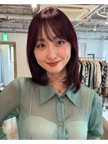 セーヌパス(CEINE PATH)&nbsp;ミディアムレイヤー/顔まわりレイヤー/ワインレッド/暖色カラー