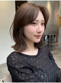 顔周りレイヤーカットくびれヘアミルクティーベージュカラー韓国