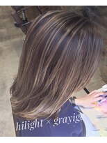 トルネード(TORNADO)&nbsp;外国人風ロブ ハイライトグラデーション グレージュ　外ハネ