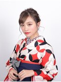 ☆着物ヘア☆モダンなゆる編みお団子スタイル