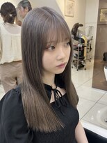 フレア(FLAiR) 10代20代全体ブリーチ透明感グレージュカラーストレートスタイル