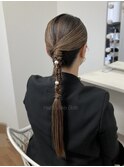 タイトローポニー×編みおろしアレンジ