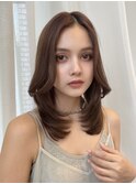 こっくり秋ブラウンカラーミディアムレイヤー