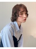 ウルフボブニュアンスパーマミニボブブリーチパーマ