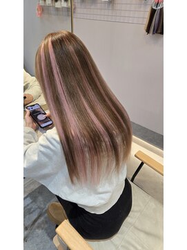 ウェーブ(WAVE) 【ハイライトエクステ】シールエクステ/ピンクハイライト/