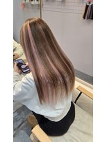 ウェーブ(WAVE) 【ハイライトエクステ】シールエクステ/ピンクハイライト/