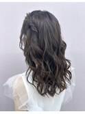 ねじり編み込みアレンジMIX巻きハーフツイン／巻き髪/大人可愛い