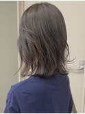 レイヤーボブ切りっぱなしボブラベンダーミルクティーベージュ