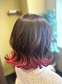 切りっぱなしボブ・グラデーションカラー