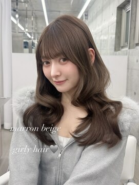 エヌアイ オモテサンドウ(ni omotesando) ☆マロンベージュ ガーリーヘア 顔周りカットぱっつん前髪☆