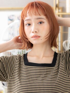 カバーヘア ブリス 北浦和(COVER HAIR bliss) アプリコットオレンジオン眉ミニボブレイヤーh4北浦和10代20代