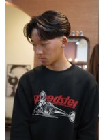 エディ(Edy)&nbsp;メンズセンターパート刈り上げ眉毛カット韓国ヘアブラウンカラー