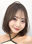 ココアベージュ/オリーブグレー/小顔/韓国風内巻きボブ