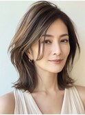 ◇大人可愛い20代30代40代50代ミディアムレイヤー
