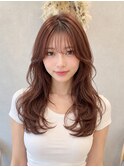 レイヤーカット/顔まわり小顔カット/透明感カラー