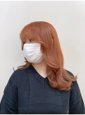 大人可愛いロングヘアオレンジベージュハイトーンブリーチmaaya