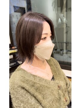シェルハ(SHELHA) 切りっぱなしボブ ベルボブ ケアブリーチ グレージュ系