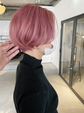 パーク(PARK) ペールピンクケアブリーチハイトーンボブピンクボブショートボブ