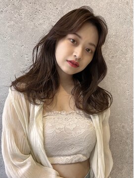アース 三軒茶屋店(HAIR&MAKE EARTH) 三軒茶屋_レディース_ロング_ブラウン_コテ巻き_パーマ_小顔