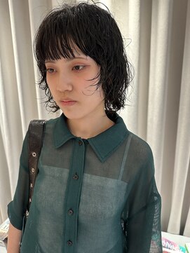 ノラギンザユー(NORA GINZA/U) パーマボブパーマウルフパーマ黒髪パーマウルフボブ