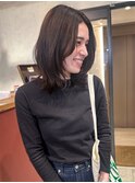 くびれヘア 顔周りレイヤー アッシュブラウン くびれミディ
