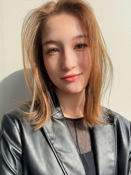 ミンクス 銀座店(MINX) 【MINX】くびれヘアアプリコットオレンジハイライトカラー_銀座