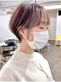 大分ショート/イヤリングカラー/ミルクティーベージュ/30代40代