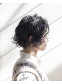 ショートボブ#パーマ#センターパート#黒髪ショート#浜松#浜北