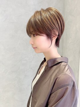 アース 栄店(HAIR&MAKE EARTH) earthショートレイヤーボブミルクティー丸みショートボブ