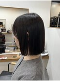 韓国風ミニボブタンバルモリ切りっぱなしボブ前髪あり小顔ボブ