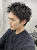 5. リバースセンターパート/束感/MEN'Sパーマ/黒髪