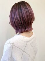 アヴァンセ サニー美容室&nbsp;くびれショートボブ ラベンダーピンク 韓国風 ケアカラー 透明感