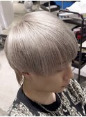 ハイライトミルクティーベージュツーブロックメンズウルフ韓国