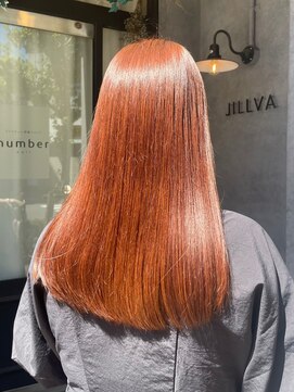 ナンバー ジルバ 立川(N° jillva) 切りっぱなしシンプルストレート美髪オレンジブラウン立川