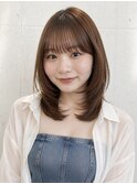 【ミディアムレイヤー/ワンカール/透明感カラー/前髪カット】