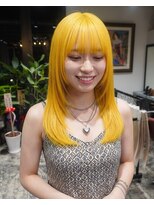 グッドフェローズ キタホリエ(GoodFellas kitahorie) 鮮やかイエローハイトーンレイヤーカットブリーチデザインカラー