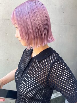 ラミエバイメルト 下北沢(lamie by melt) 村上/ペールピンクブリーチ切りっぱなしボブ大人可愛い韓国前髪