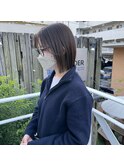ミニボブ/ボブ/切りっぱなしボブ/オリーブ/くすみカラー